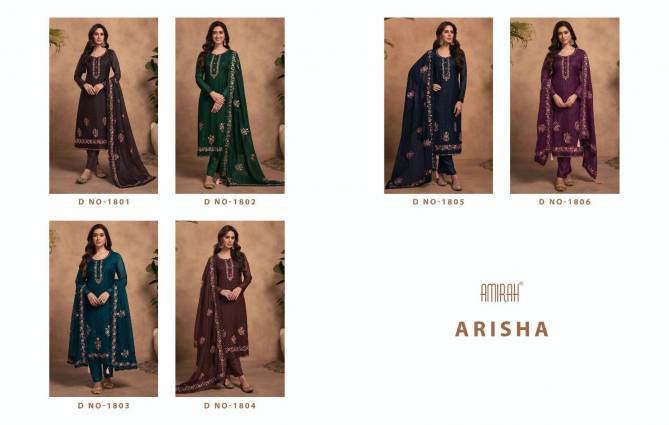 Arisha By Amirah Embroidery Organza Designer Salwar Suits Catalog
